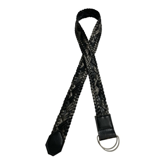 Double sided Black and Sliver Braided Belt synthetic leather - Picture 3 of 7